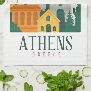 Vintage Athens Greece Travel – Parthenon Tea Towel