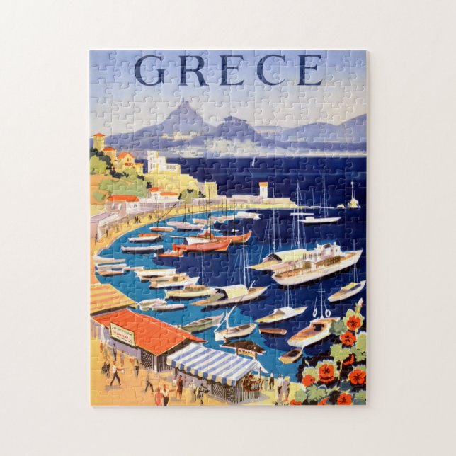 Vintage Athens Greece Travel Postcard Jigsaw Puzzle (Vertical)