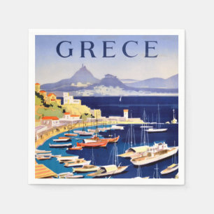 Vintage Athens Greece Travel Postcard Napkin