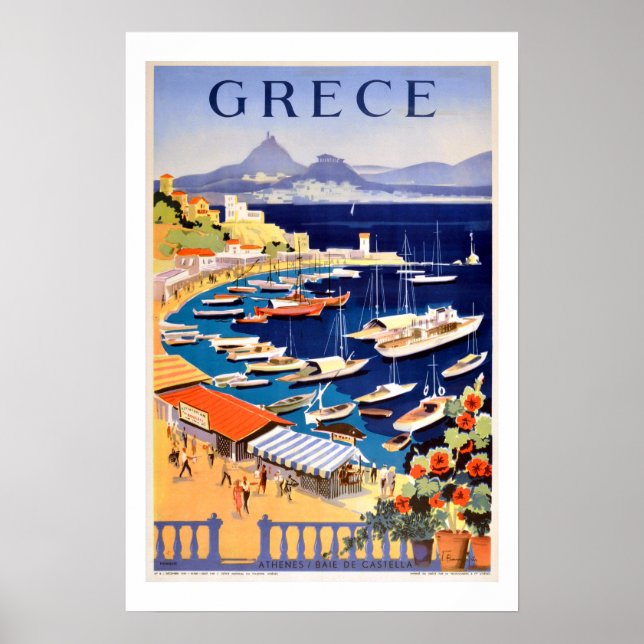 Vintage Athens Greece Travel Poster (Front)