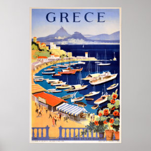 Vintage Athens Greece Travel Poster