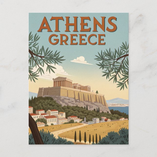 Vintage Athens Travel Postcard (Front)