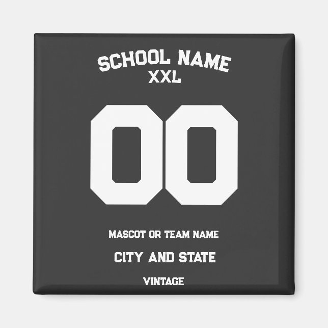Vintage Athletic Team Name State School Number Magnet (Front)
