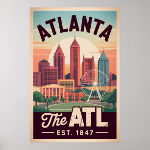 Vintage Atlanta Georgia The ATL Retro Travel Poster
