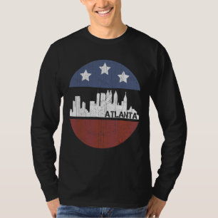 Vintage Atlanta Skyline City American Us Flag T-Shirt