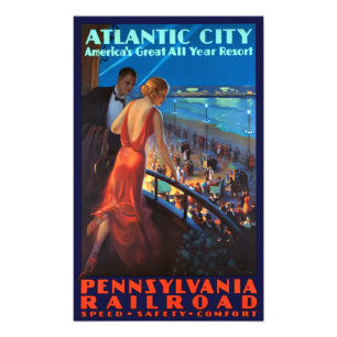 Vintage Atlantic City Railroad Travel Poster