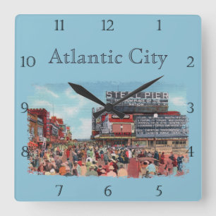 Vintage Atlantic City Steel Pier Custom Square Wal Wall Clock