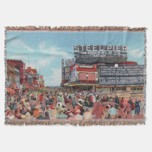 Vintage Atlantic City Steel Pier Throw Blanket