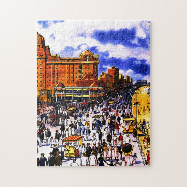 Vintage Atlantic City Train Travel Jigsaw Puzzle (Vertical)