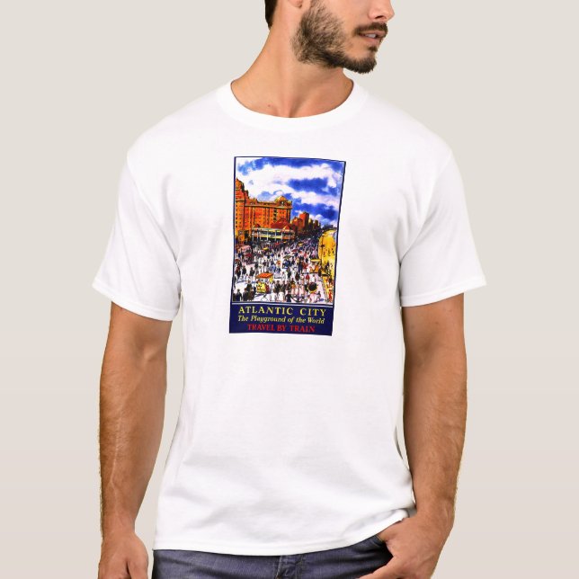 Vintage Atlantic City Train Travel T-Shirt (Front)