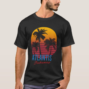 Vintage Atlantis Bahamas Palm Trees Sunset Retro T-Shirt