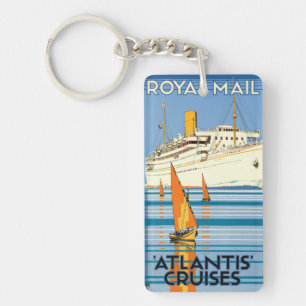 VINTAGE ATLANTIS OCEAN LINER TRAVEL KEY RING