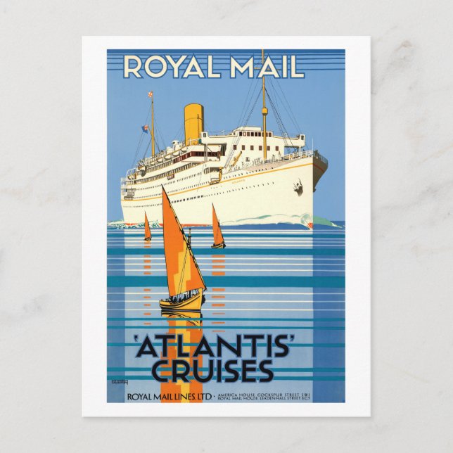VINTAGE ATLANTIS OCEAN LINER TRAVEL POSTCARD (Front)