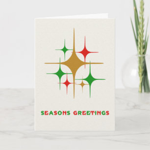 Vintage Atomic 1950s Seasons Greetings Christmas Card