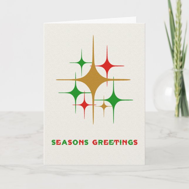 Vintage Atomic 1950s Seasons Greetings Christmas Card (Front)