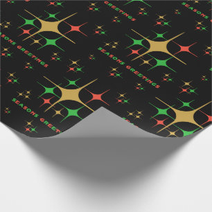 Vintage Atomic 1950s Seasons Greetings Christmas Wrapping Paper