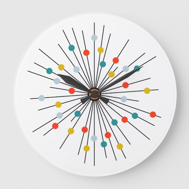 Vintage Atomic Dot Retro Wall Clock (Front)