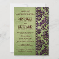 Vintage Aubergine & Olive Damask Lace Wedding