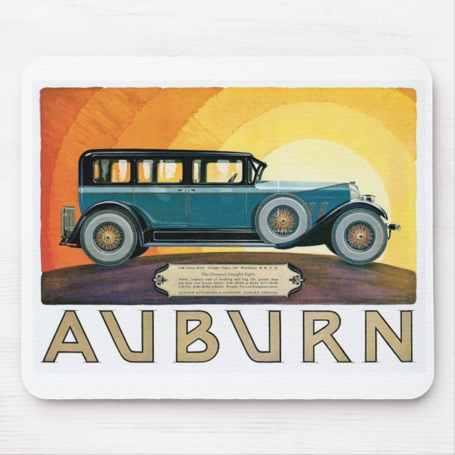 Vintage Auburn Motors Sunburst Ad Mouse Mat (Front)