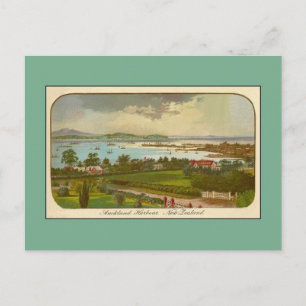 Vintage Auckland Harbour New Zealand Postcard
