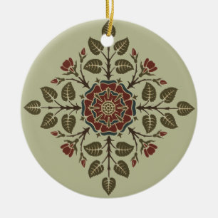 Vintage Audsley Tudor Rose Victorian Pattern Art Ceramic Tree Decoration