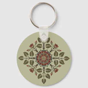 Vintage Audsley Tudor Rose Victorian Pattern Art Key Ring