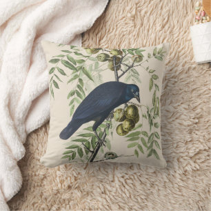 Vintage Audubon American Crow Bird Nature Art Cushion