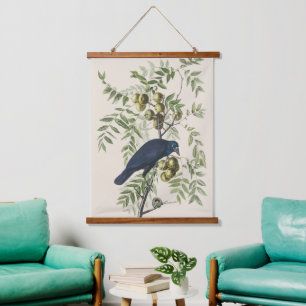 Vintage Audubon American Crow Bird Nature Art Hanging Tapestry