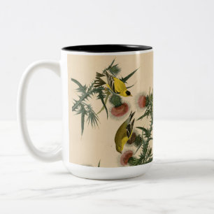 Vintage Audubon American Goldfinch Bird Painting Two-Tone Coffee Mug
