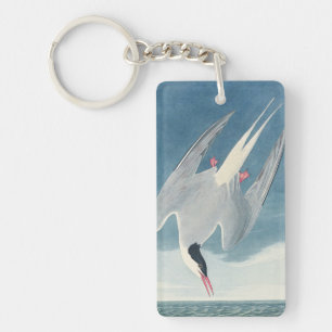 Vintage Audubon Arctic Tern Coastal Bird Art Key Ring