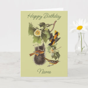 Vintage Audubon Bird Oriole Personalized Birthday  Card