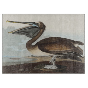 Vintage Audubon Brown Pelican Coastal Bird Art Cutting Board