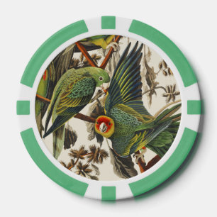 Vintage Audubon Carolina Parakeet Bird Art Poker Chips