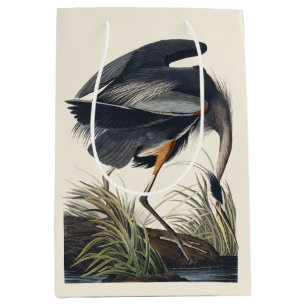 Vintage Audubon Great Blue Heron Bird Nature Art Medium Gift Bag