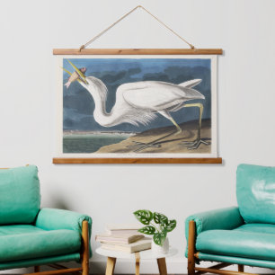 Vintage Audubon Great White Heron Bird Art Hanging Tapestry