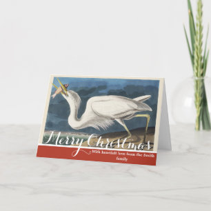 Vintage Audubon Great White Heron Bird Art Holiday Card