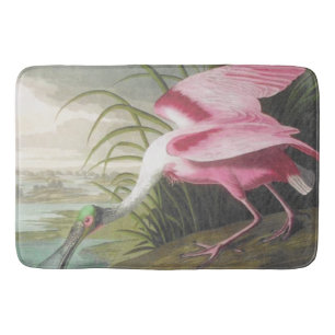 Vintage Audubon Illustration Spoonbill Bird Bath Mat