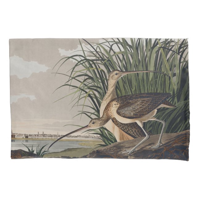 Vintage Audubon Long-billed Curlew Bird Art Pillowcase (Front)
