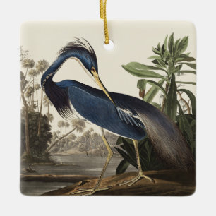Vintage Audubon Louisiana Heron Bird Art Ceramic Ornament