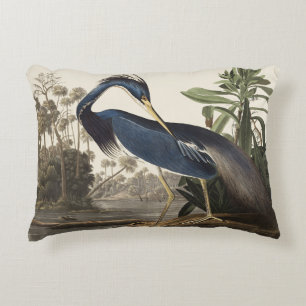 Vintage Audubon Louisiana Heron Bird Art Decorative Cushion