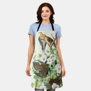 Vintage Audubon Mourning Dove Bird Flower Art Apron
