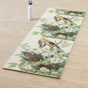 Vintage Audubon Mourning Dove Bird Flower Art Yoga Mat