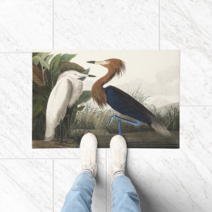 Vintage Audubon Reddish Egret Bird Art Doormat