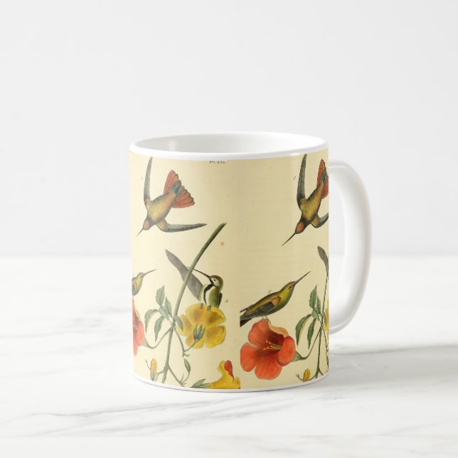 Vintage Audubon Rufous Hummingbird Painting Gift Coffee Mug (Front Right)