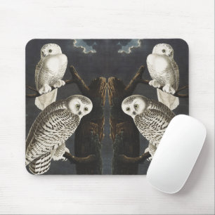 Vintage Audubon Snowy Owl Night Bird Art Mouse Mat