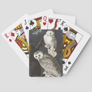 Vintage Audubon Snowy Owl Night Bird Art Playing Cards