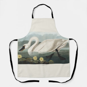 Vintage Audubon White Swan Water Lily Art Apron