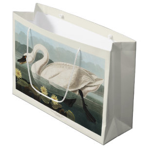 Vintage Audubon White Swan Water Lily Art Large Gift Bag