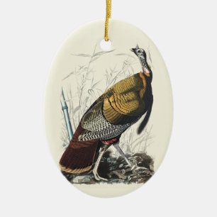 Vintage Audubon Wild Turkey Thanksgiving Decor Art Ceramic Tree Decoration