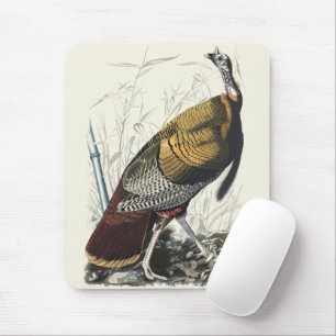 Vintage Audubon Wild Turkey Thanksgiving Decor Art Mouse Mat